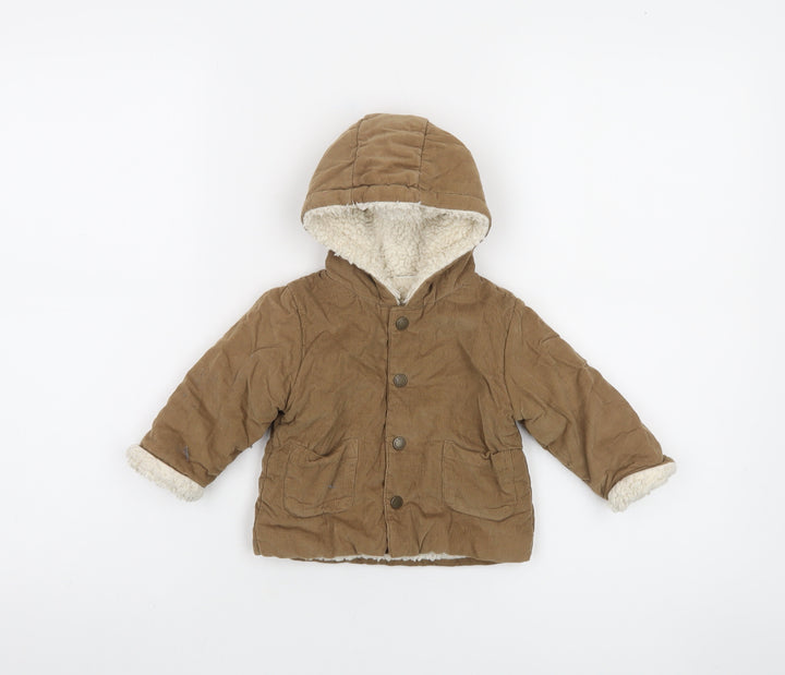 Next Unisex Baby Brown Corduroy Hooded Puffer Jacket 6-9 Months