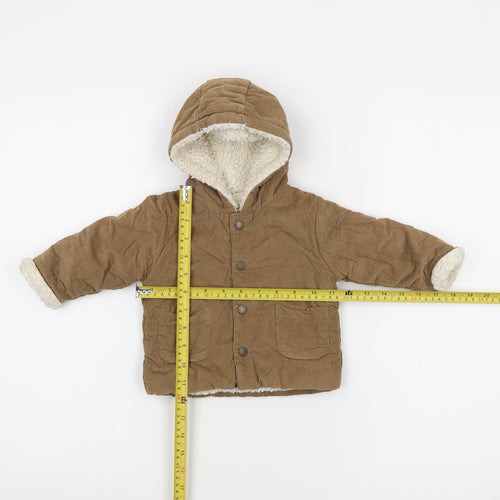 Next Unisex Baby Brown Corduroy Hooded Puffer Jacket 6-9 Months