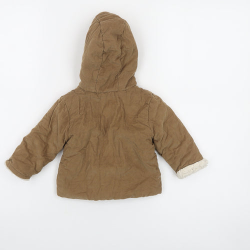 Next Unisex Baby Brown Corduroy Hooded Puffer Jacket 6-9 Months