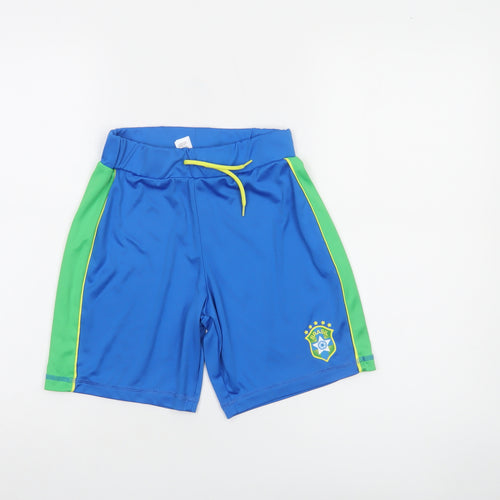 Dunnes Stores Boys Blue Green Brasil Athletic Shorts 26in Waist Polyester