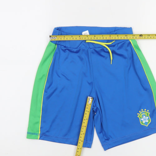 Dunnes Stores Boys Blue Green Brasil Athletic Shorts 26in Waist Polyester
