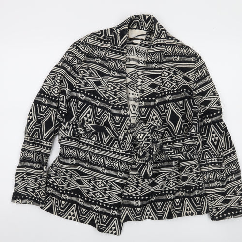 H&M Conscious Women’s Black & White Tribal Belted Cotton Jacket Size 10
