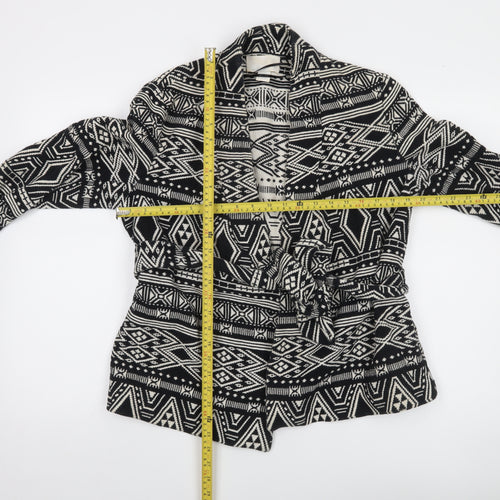 H&M Conscious Women’s Black & White Tribal Belted Cotton Jacket Size 10