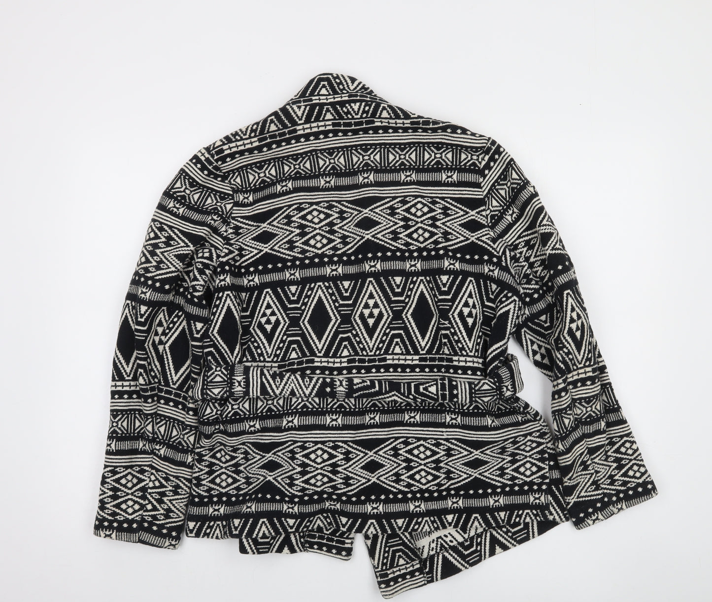 H&M Conscious Women’s Black & White Tribal Belted Cotton Jacket Size 10