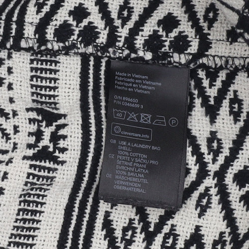 H&M Conscious Women’s Black & White Tribal Belted Cotton Jacket Size 10