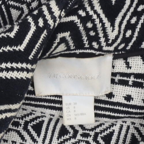 H&M Conscious Women’s Black & White Tribal Belted Cotton Jacket Size 10