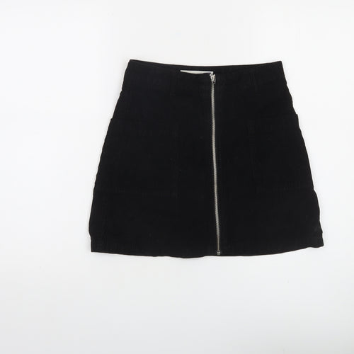 Moto Women’s Black Corduroy A-Line Mini Skirt Size 8