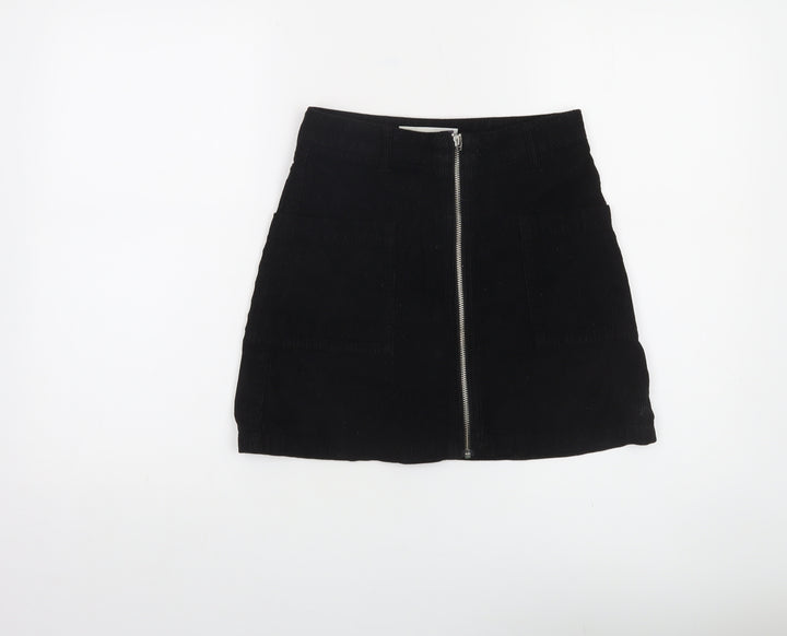 Moto Women’s Black Corduroy A-Line Mini Skirt Size 8