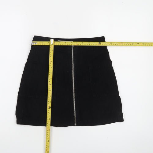 Moto Women’s Black Corduroy A-Line Mini Skirt Size 8