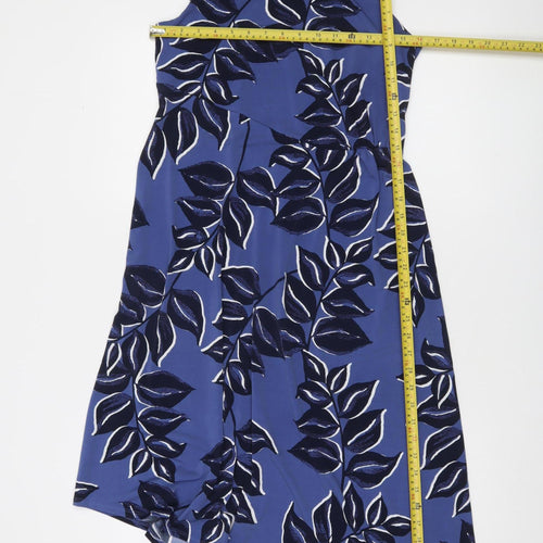 Monsoon Women Blue Floral A-Line Sleeveless Dress Size 12