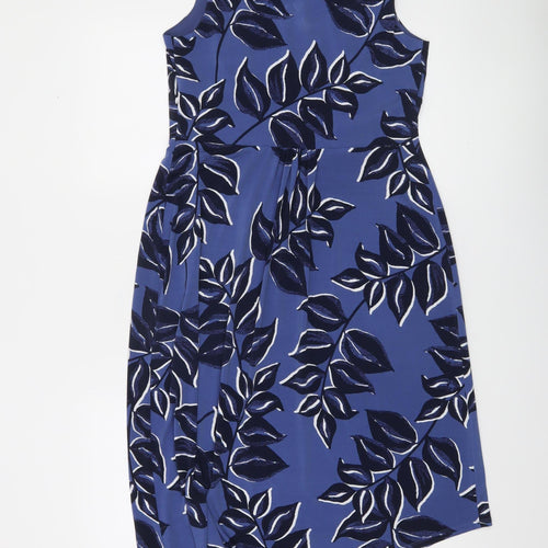 Monsoon Women Blue Floral A-Line Sleeveless Dress Size 12