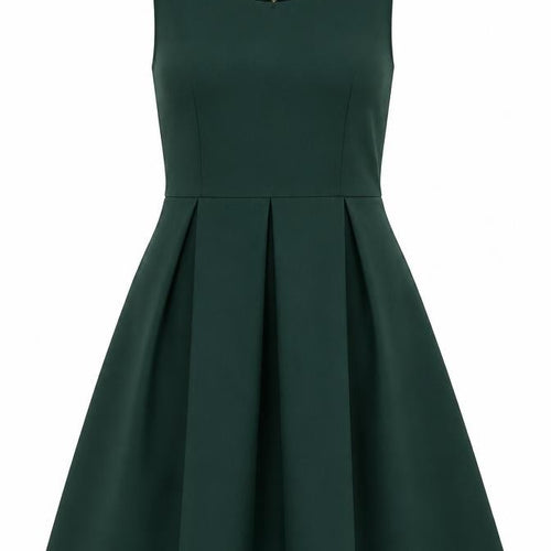 Lipsy Women's Green Sleeveless Skater Dress Size S Fit & Flare Zip Back