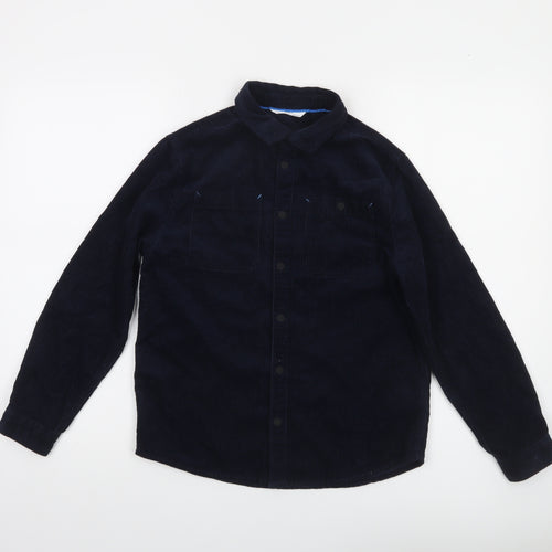 Marks and Spencer Boys Blue Corduroy Button-Up Shirt 10-11 Years
