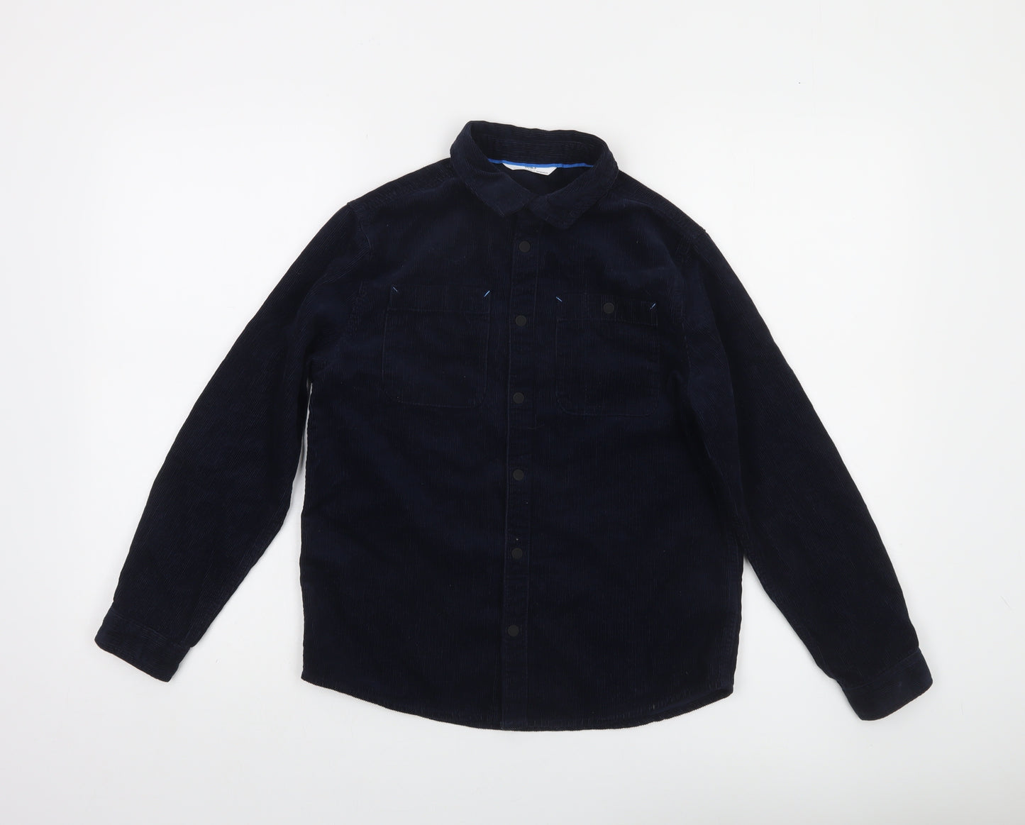 Marks and Spencer Boys Blue Corduroy Button-Up Shirt 10-11 Years