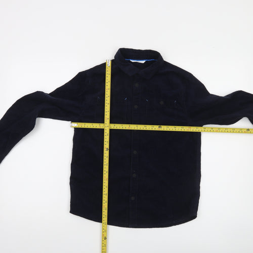 Marks and Spencer Boys Blue Corduroy Button-Up Shirt 10-11 Years
