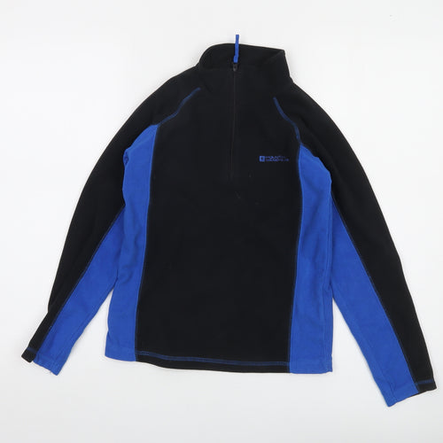 Mountain Warehouse Boys Black Blue Fleece 1/4 Zip Pullover Sweatshirt 9-10 Years