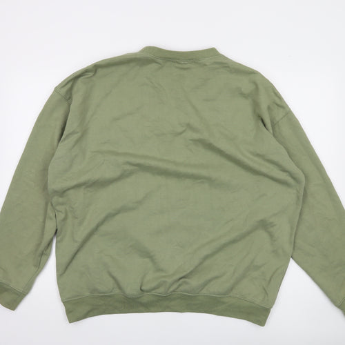 PrettyLittleThing Men Green Logo Pullover Sweatshirt L Regular
