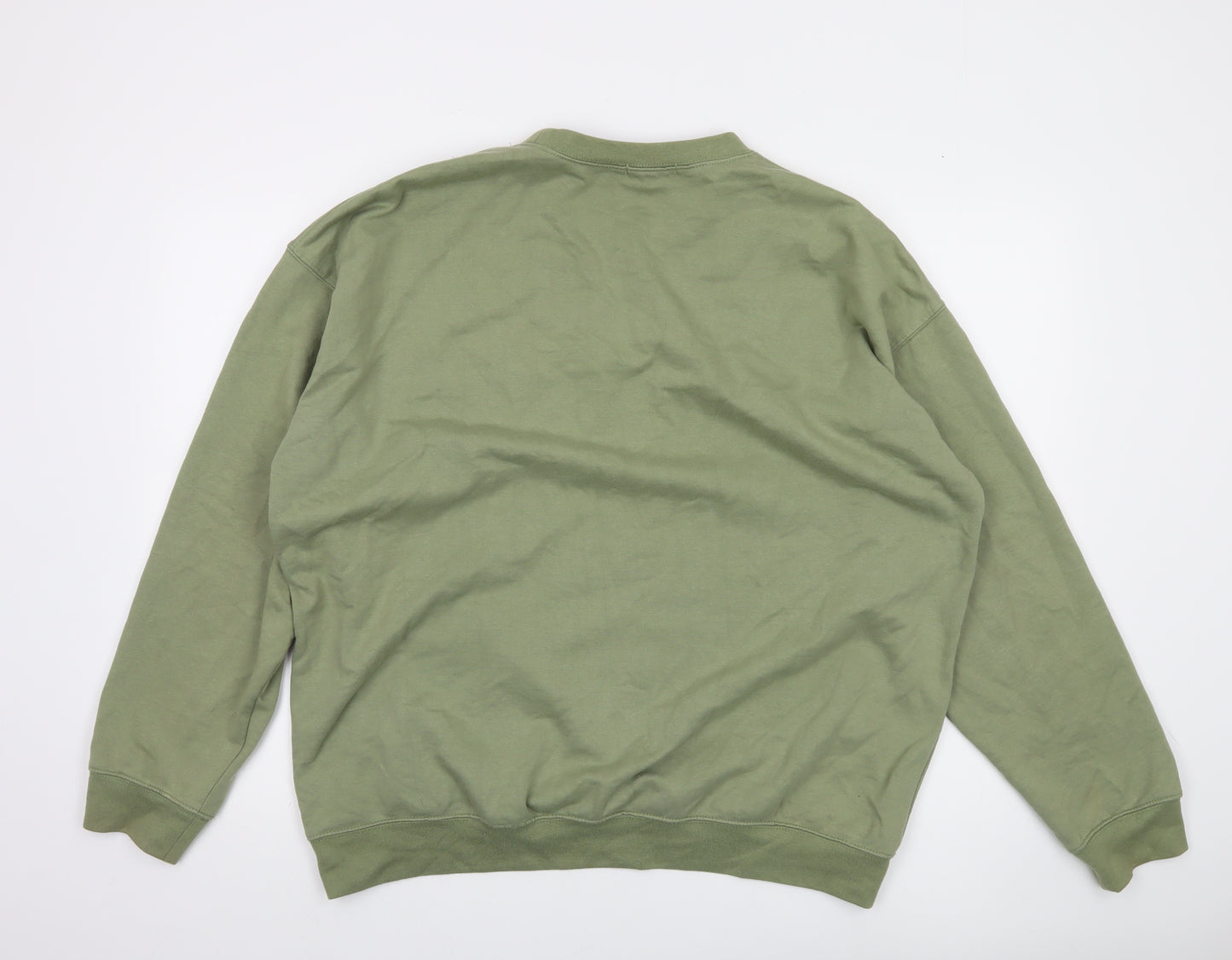 PrettyLittleThing Men Green Logo Pullover Sweatshirt L Regular