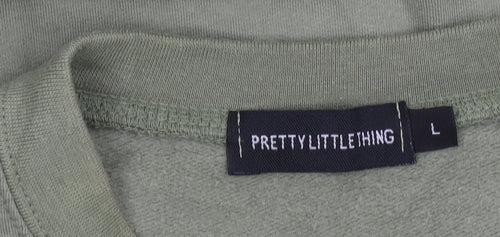 PrettyLittleThing Men Green Logo Pullover Sweatshirt L Regular