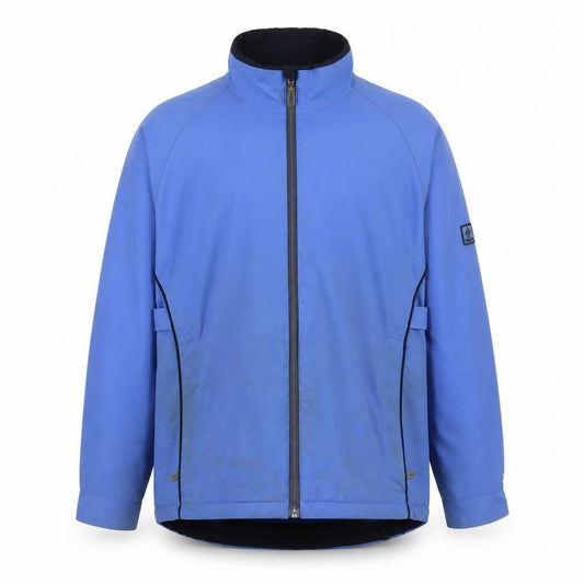 Front view of ProQuip Men's Blue Waterproof Rain Jacket, size S, Golf Outerwear