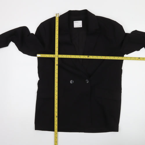 Bershka Womens Black Double-Breasted Blazer Jacket Size 12