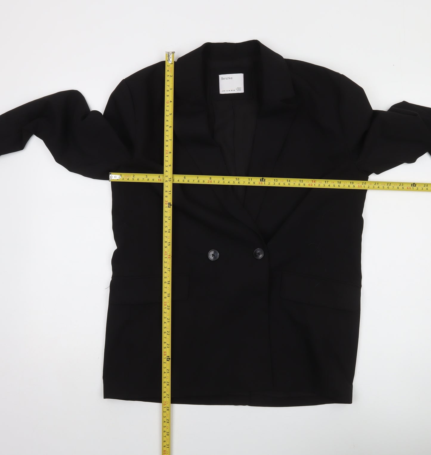 Bershka Womens Black Double-Breasted Blazer Jacket Size 12