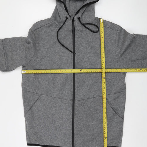 Zara Men’s Grey Full Zip Hoodie Size L Lightweight Cotton Blend