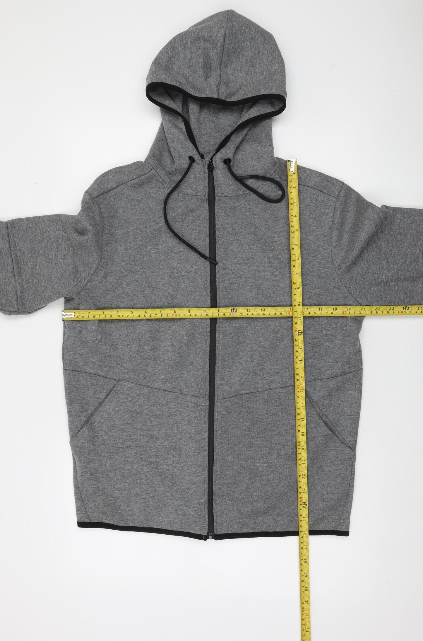 Zara Men’s Grey Full Zip Hoodie Size L Lightweight Cotton Blend
