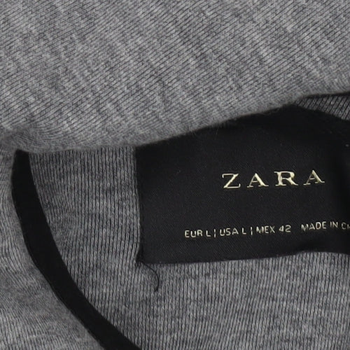 Zara Men’s Grey Full Zip Hoodie Size L Lightweight Cotton Blend