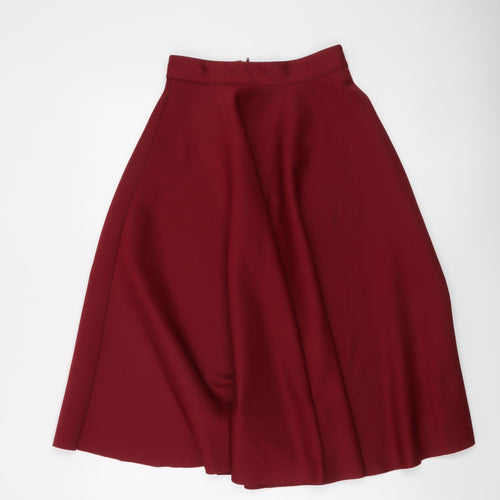 ASOS Women's Red A-Line Midi Skirt Size 4 High Waist Stretch