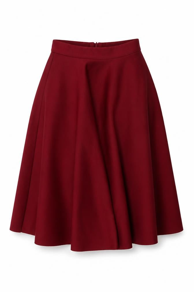 ASOS Women's Red A-Line Midi Skirt Size 4 High Waist Stretch