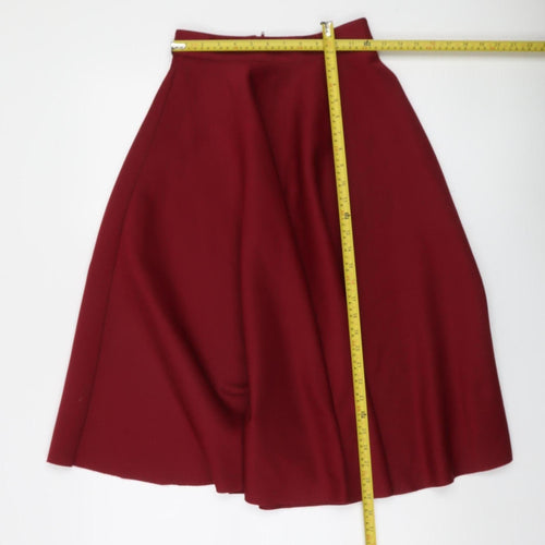 ASOS Women's Red A-Line Midi Skirt Size 4 High Waist Stretch