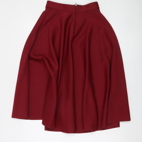 ASOS Women's Red A-Line Midi Skirt Size 4 High Waist Stretch