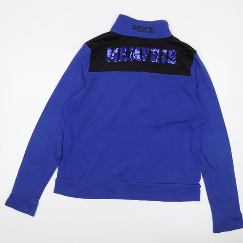 Victoria’s Secret PINK Women’s Blue 1/2 Zip Sequin Memphis Sweatshirt Size L