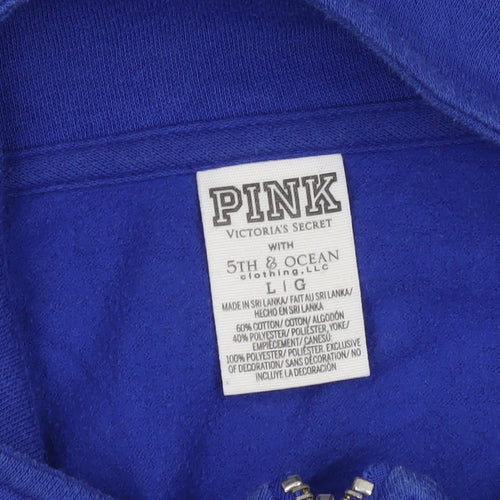 Victoria’s Secret PINK Women’s Blue 1/2 Zip Sequin Memphis Sweatshirt Size L