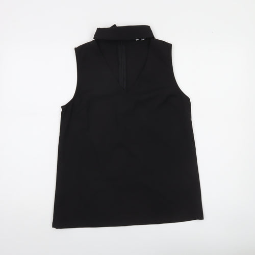 Lulu Love Women's Black Sleeveless V-Neck Polyester Blouse M