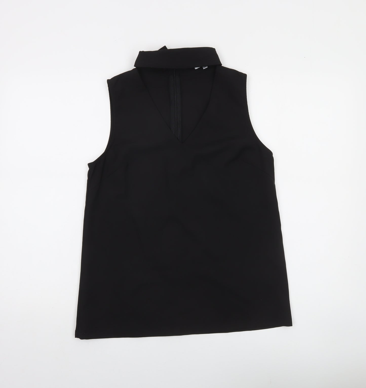 Lulu Love Women's Black Sleeveless V-Neck Polyester Blouse M