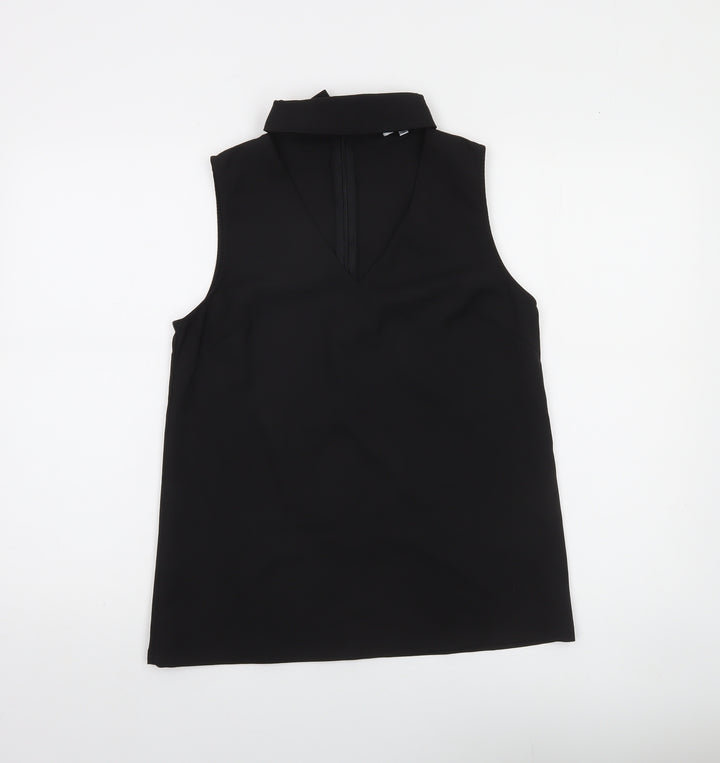 Lulu Love Women's Black Sleeveless V-Neck Polyester Blouse M