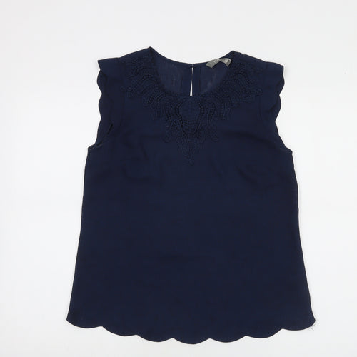 Oasis Womens Blue Cotton Sleeveless Tunic Blouse Size 10
