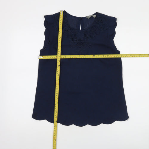 Oasis Womens Blue Cotton Sleeveless Tunic Blouse Size 10