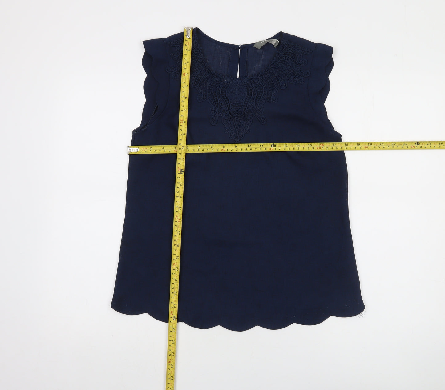 Oasis Womens Blue Cotton Sleeveless Tunic Blouse Size 10