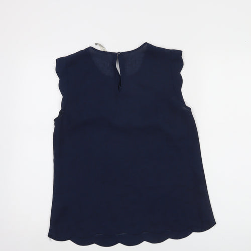 Oasis Womens Blue Cotton Sleeveless Tunic Blouse Size 10