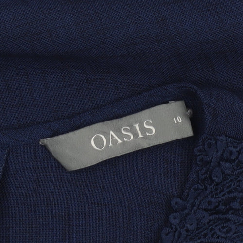 Oasis Womens Blue Cotton Sleeveless Tunic Blouse Size 10