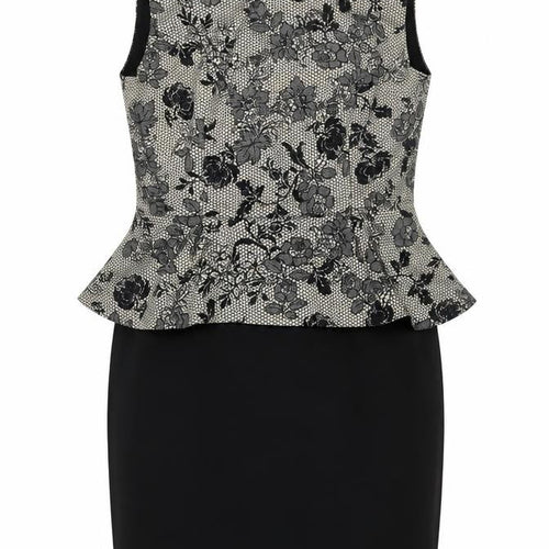 Billie & Blossom Women Black Floral Peplum Knee Length Dress Size 14