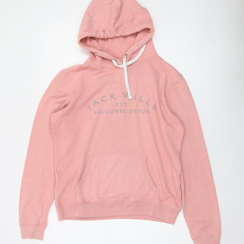 Jack Wills Womens Pink Hooded Pullover Sweatshirt UK 12 Hoodie