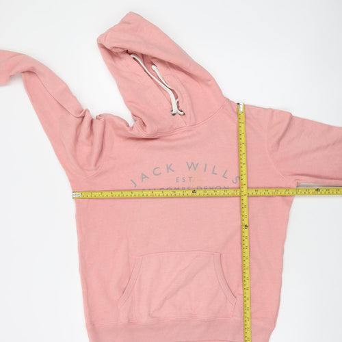 Jack Wills Womens Pink Hooded Pullover Sweatshirt UK 12 Hoodie