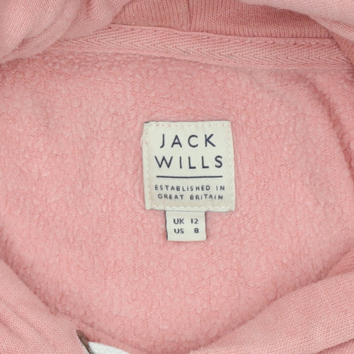 Jack Wills Womens Pink Hooded Pullover Sweatshirt UK 12 Hoodie