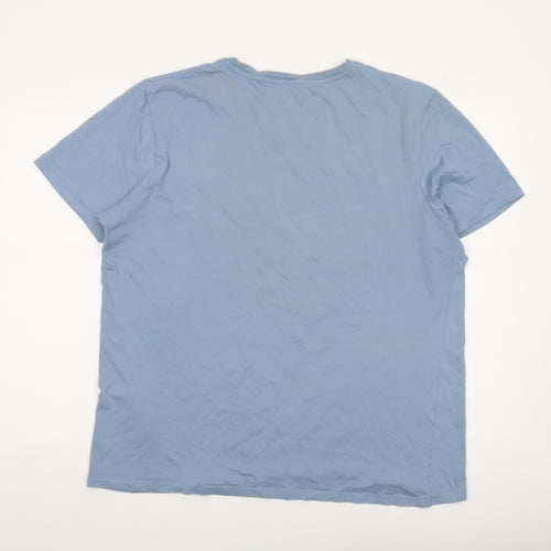 Jack & Jones Men's Blue 2XL Graphic Crew Neck Cotton T-Shirt