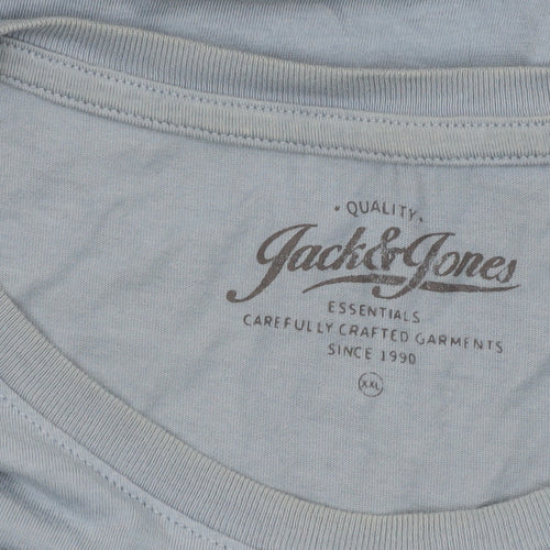 Jack & Jones Men's Blue 2XL Graphic Crew Neck Cotton T-Shirt