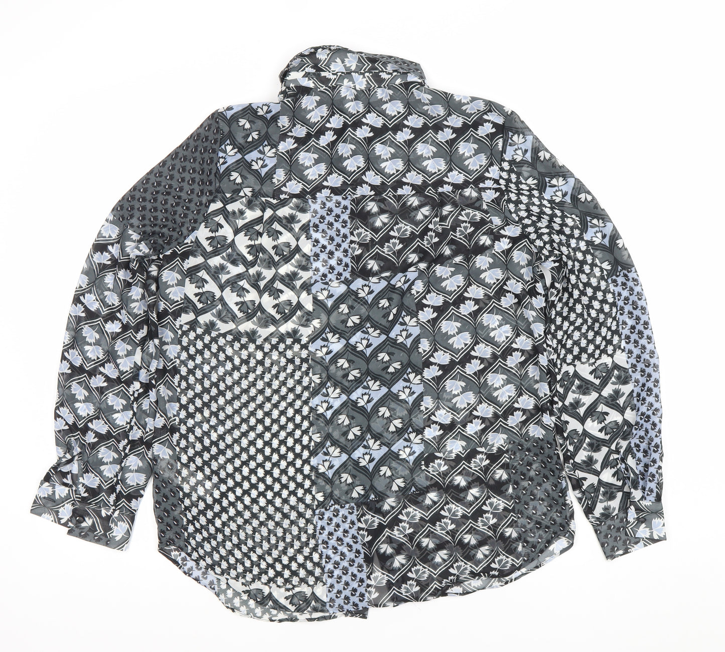 Next Women’s Black Floral Patchwork Long Sleeve Blouse Size 12